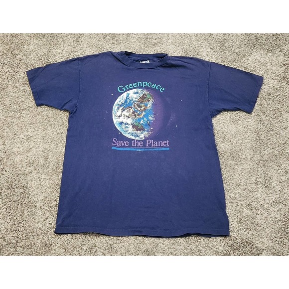 Vintage 80s 1988 Single Stitched Greenpeace Nature T Shirt Mens XL - Picture 1 of 6
